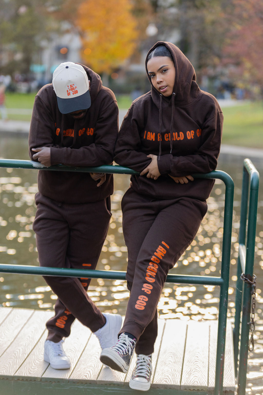 I AM A CHILD OF GOD BROWN SWEATPANTS